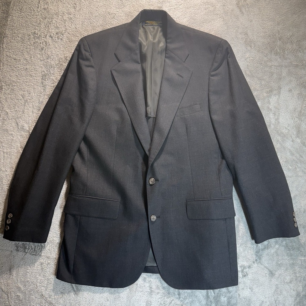 Brooks Brothers 42R Men's Blazer Black 100% Wool USA Union Made Sport Coat Vtg